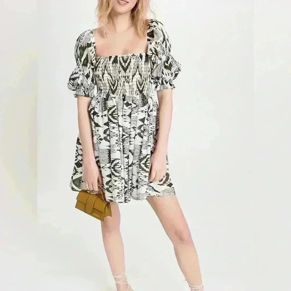Misa Los Angeles Zadie Green Abstract Mini Dress Medium NWT